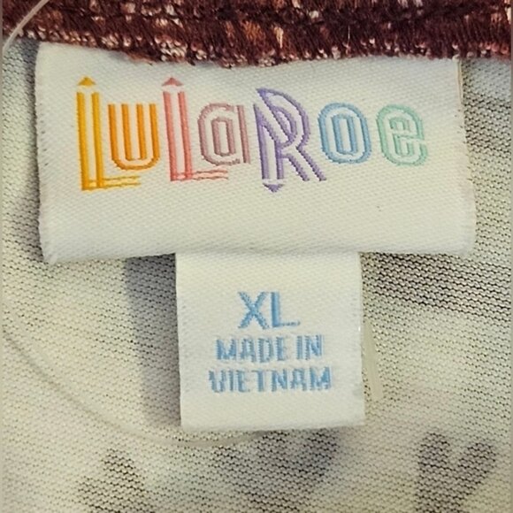 LULAROE Amber Burgundy & Cream Hoodie "Keep Warm and Bundle Up" - Picture 7 of 8